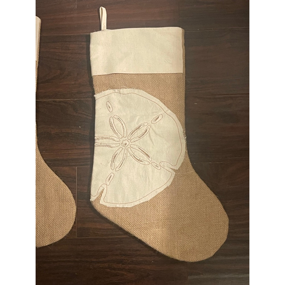 C&F Home Coastal Burlap Stockings Starfish Sand Dollar Set of 2, 19” - Picture 2 of 7